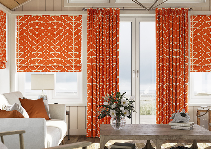 Orla Kiely Jumbo Linear Stem, Persimmon - Made to Measure Curtains - Image 3